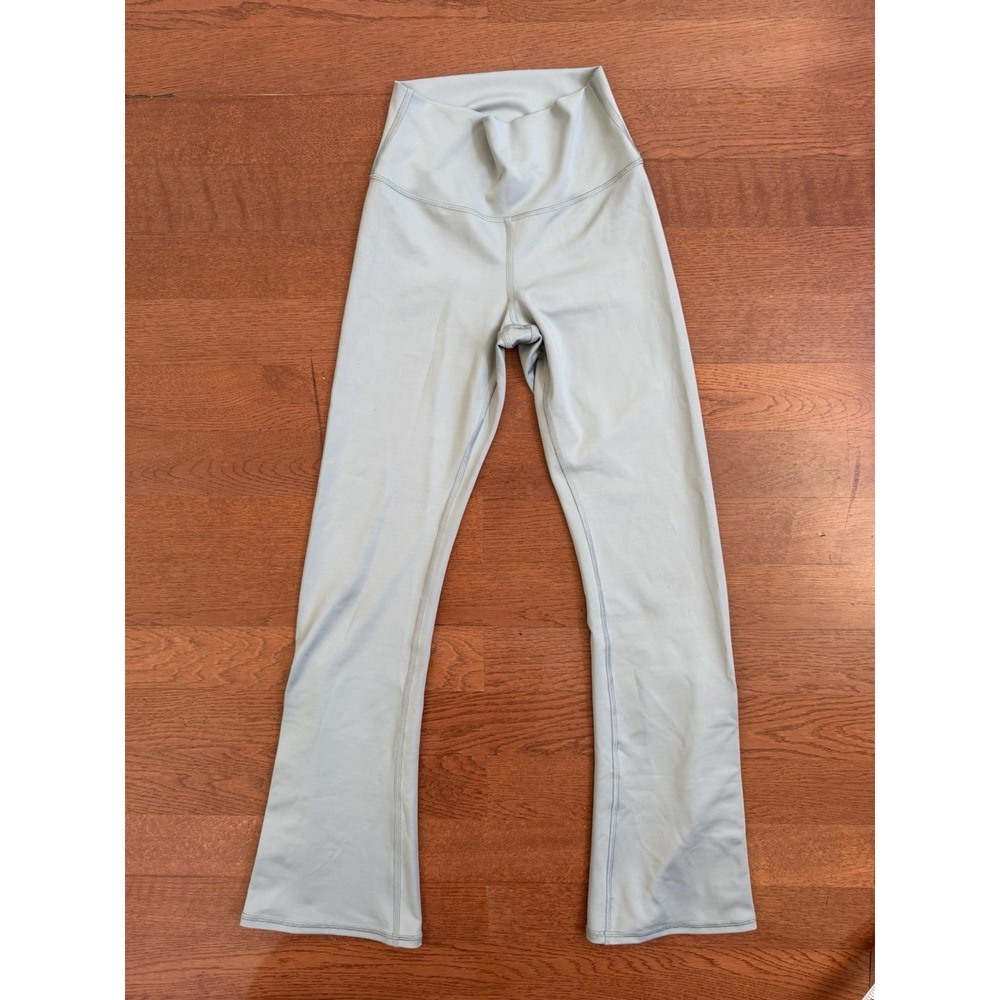 ALO Yoga High Waisted Flare Legging Light Blue Womens Small Ankle Snap